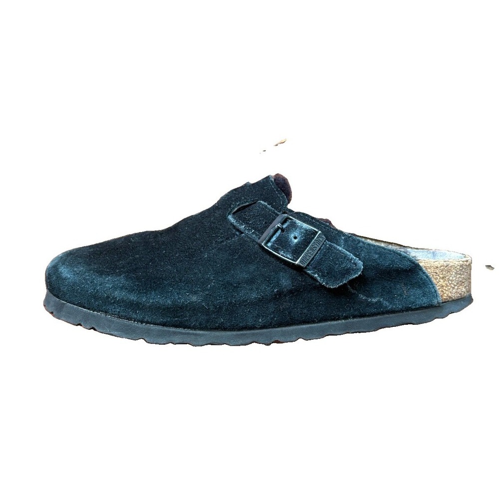 Birkenstock Boston Shearling Clogs Womens Size 7.5 Black Suede Mules Mens 8.5